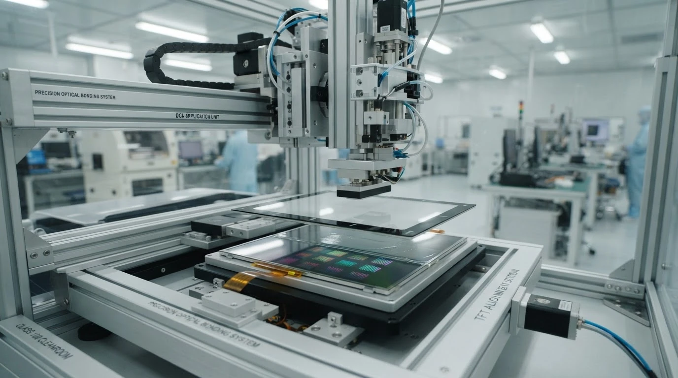 Automated optical bonding machine applying OCA between TFT LCD and cover glass