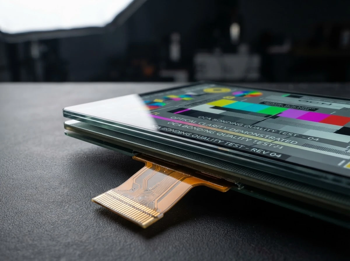 TFT LCD display assembly optical bonding layer clarity