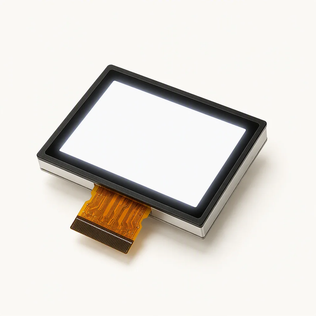 TFT LCD display module with FPC connector on a white studio background